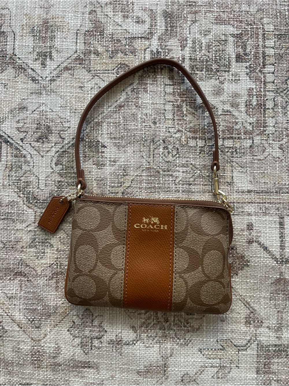 Coach Tan and Brown Signature Wristlet - Picture 5 of 7